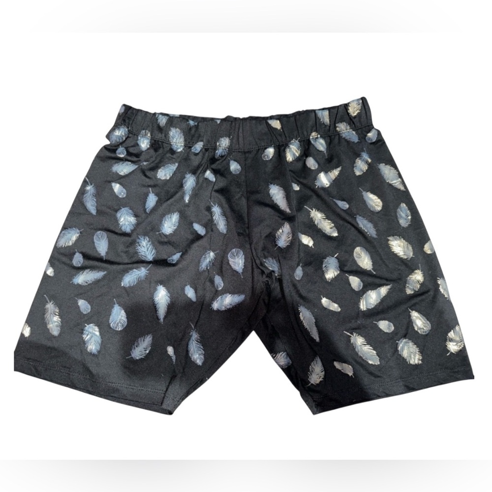 Women’s feather print biker shorts